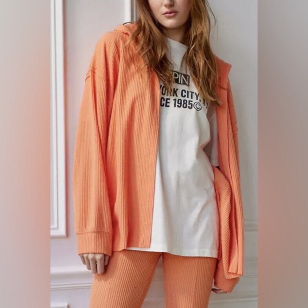 NWT Urban outfitters orange open front hooded cardigan size xs